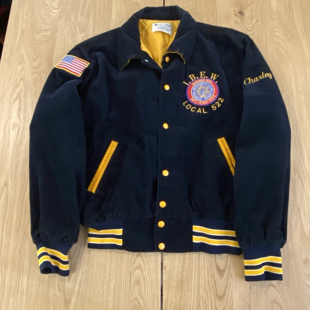Vintage Corduroy IBEW West Wind Jacket Brotherhood of Electrical Workers Quilted